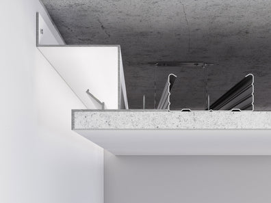 Aluminium ceiling shadow-gap profile. C-2 White colour